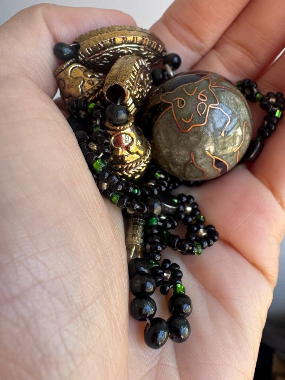 Vintage Handcrafted Harmony Ball Necklace with OX Motif